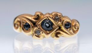 EDWARDIAN 18CT GOLD SAPPHIRE AND DIAMOND RING