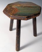 19TH CENTURY VICTORIAN FOLK PAINTED REGATTA MILKING STOOL