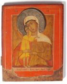 19TH CENTURY RUSSIAN RELIGIOUS ICON DEPICTING THE VIRGIN OF VLADIMIR