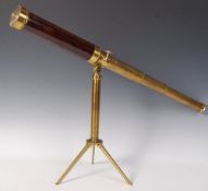 A 19TH CENTURY R B BALE ROSEWOOD AND BRASS TELESCOPE ON STAND