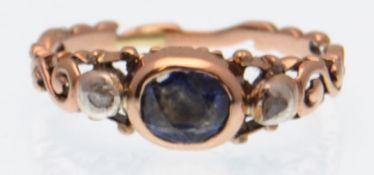GEORGIAN GOLD SAPPHIRE AND DIAMOND RING