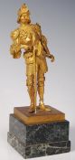 AFTER HANS MULLER (1873-1937) ORMOLU PETER DISCHER KNIGHT STATUE