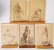 THOMAS BARKER (1769-1847) 6 STONE LITHOGRAPH PEN DRAWINGS