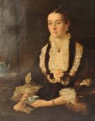 MARY LEMON WALLER (1850-1931) PORTRAIT OIL ON CANVAS PAINTING