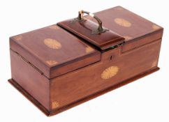 A 19TH CENTURY GEORGE III MAHOGANY INLAID CIGAR BOX - HUMIDOR