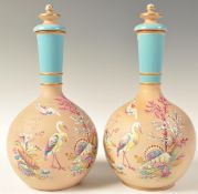 PAIR OF 19TH CENTURY DUDSON MANNER HAND PAINTED ONION VASES