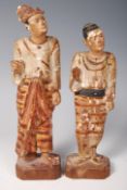 PAIR OF 19TH CENTURY CHINESE ANGLO COLONIAL WOODEN FIGURES