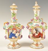 PAIR OF CONTINENTAL JACOB PETIT SHAKESPEAREAN PERFUME BOTTLE VASES