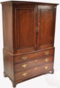 18TH CENTURY COUNTRY OAK GEORGE III LINEN PRESS CUPBOARD
