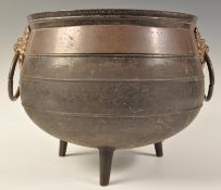 19TH CENTURY REGENCY COPPER AND CAST IRON CAULDRON COAL BUCKET