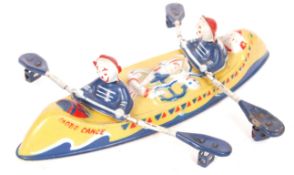 VINTAGE TINPLATE MOBO CANOE ROWING CLOWNS TOY