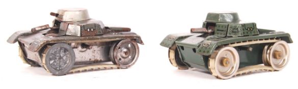 BELIEVED BRIMTOY TINPLATE MECHANICAL CLOCKWORK ' BRITISH TANKS'