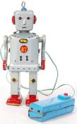RARE 1950'S SANKEI SNK BATTERY OPERATED TINPLATE ' FLASHY JIM ' ROBOT