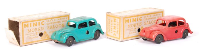 TWO VINTAGE LINES BROTHERS MINIC CLOCKWORK SCALE MODEL CARS