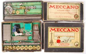EARLY 1920'S MECCANO SETS 1A & 2 - BOTH WITH ORIGINAL CONTENTS