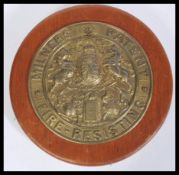 A 19th Century Victorian brass safe plaque, the pl