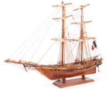 VINTAGE WOODEN MODEL TALL SHIP ' OURAGAN '