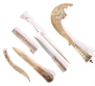 ASSORTED DECORATIVE STEEL AND BRASS KNIVES AND LET