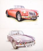 PAIR OF MG RELATED ARTIST PROOF LARGE LIMITED EDITION PRINTS