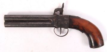 19TH CENTURY ANTIQUE OVER & UNDER DOUBLE BARRELLED PISTOL