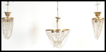 A set of three 20th century gilt metal ormolu roco