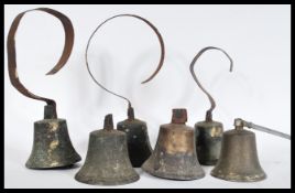 A rare set of six 19th Century Victorian bronze se