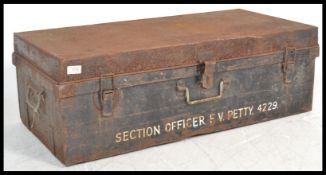 A vintage retro 20th Century military metal trunk