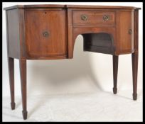 A Georgian revival mahogany satin wood banded serp