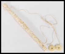 A 19th Century Chinese late Qing Dynasty Cantonese Canton double sided ivory hand carved needle case