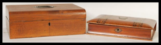 Two wooden writing boxes to include a 19th Century Victorian Tunbridge Ware inlaid writing box