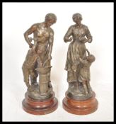 After Ruffony French Sculptor - A pair of early 20th Century bronze spelter figurines depicting