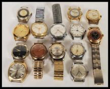 A collection of vintage 20th Century gents wrist watches to include Glorex, Ingersol, Annick, Seiko,