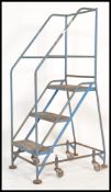 A stunning  vintage / retro mid 20th century industrial - Library - mobile ladder constructed from a
