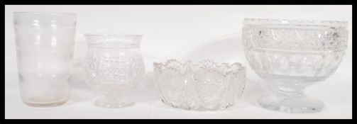 A collection of late 19th Century / early 20th Century cut glassware to include a punch bowl