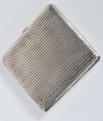 An early 20th Century continental silver 800 stamped cigarette case with banded design. The case