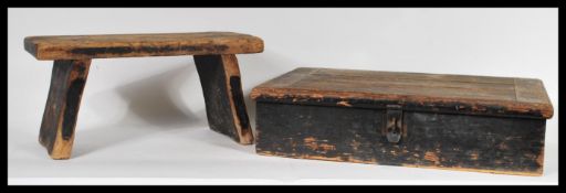 A late 19th Century Victorian diddy box of military origin having an engraved crows foot to the side