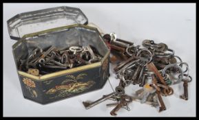 A collection of antique and vintage furniture keys dating from the 19th Century, various lengths and