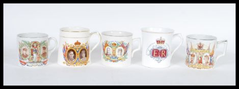 A collection of Royal commemorative mugs dating from 1919 to include ' A Memento of the great war