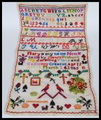 A 19th Century school embroidery sampler embroidered by Mary Mottle aged 12 on the 16th of March