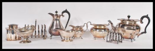 A collection of silver plated items to include a matching tea service consisting of teapot,