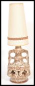 A large vintage mid 20th century West German ' Fat Lava ' style table / floor lamp having drip glaze