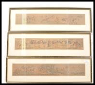 A collection of three 19th Century Victorian hand coloured etchings, the pictures depicting