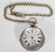 A silver hallmarked JG Graves of Sheffield Midland Lever pocket watch with enamel dial and