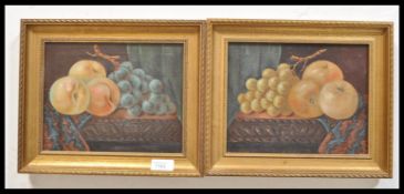A pair of Victorian oil on board still life paintings of fruits bearing date of 1901 and