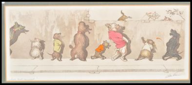 A vintage French Boris O'Klein Dirty Dogs of Paris framed and glazed novelty dog print having