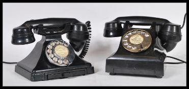 Tow vintage GPO bakelite telephones. Models to include: GPO 232 bakelite with number drawer (1930's)