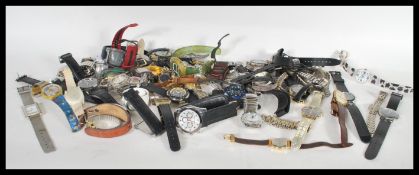 A large selection of vintage wrist watches to include bracelet watches, chronograph watches,