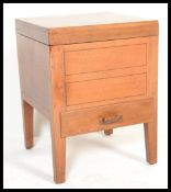A vintage mid 20th Century wooden workbox / sewing box with fitted lift up lid revealing fitted