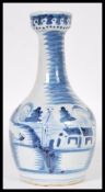 A 19th Century Chinese hand painted blue and white porcelain baluster vase having decoration of