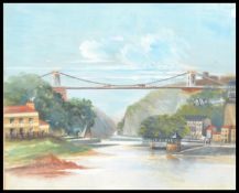 An early 20th Century framed and glazed pastel picture / painting of Clifton Suspension Bridge,
